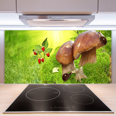 Spatscherm keuken Paddestoelen aardbeienvruchten