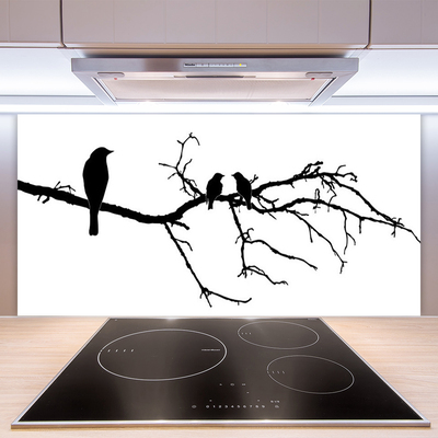 Spatscherm keuken Vogels branch art wildlife