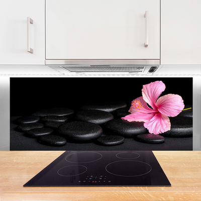 Keuken achterwand Zwarte stenen bloem