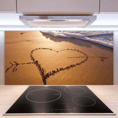 Keuken achterwand Strand hart zee kunst