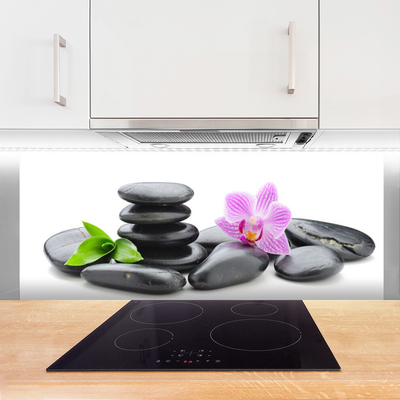 Keuken achterwand glas met print Zen stenen bloem
