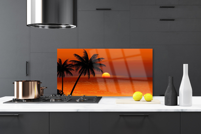 Keuken achterwand glas met print Palm sea sun landscape