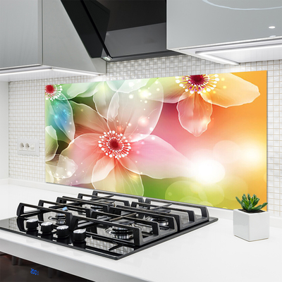 Keuken achterwand glas met print Bloem plantaard kunst