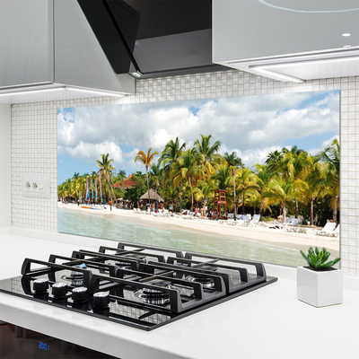 Keuken achterwand glas met print Strand palm boom landschap