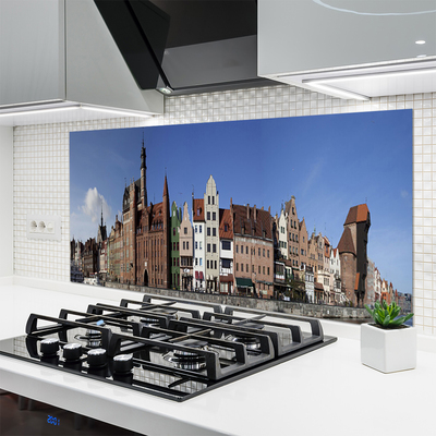 Keuken achterwand glas met print Stadshuizen