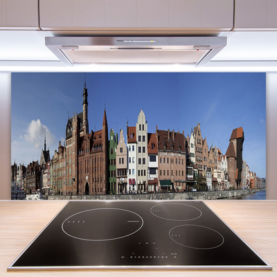 Keuken achterwand glas met print Stadshuizen