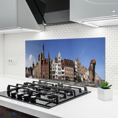 Keuken achterwand glas met print Stadshuizen