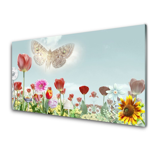 Keuken achterwand glas met print Bloemen plantaardige aard