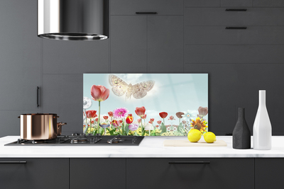 Keuken achterwand glas met print Bloemen plantaardige aard