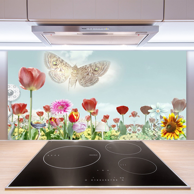 Keuken achterwand glas met print Bloemen plantaardige aard