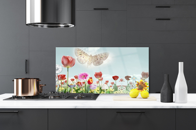 Keuken achterwand glas met print Bloemen plantaardige aard