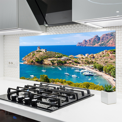 Keuken achterwand glas met print Bay mountain beach landscape