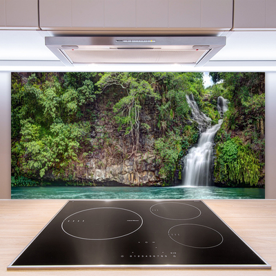 Keuken achterwand glas met print Waterval rots natuur