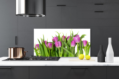 Keuken achterwand glas met print Tulpen bloemen plant