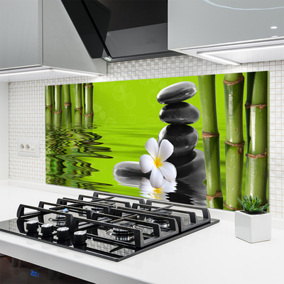 Keuken achterwand glas met print Bamboe stenen plant