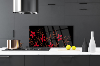 Keuken achterwand glas met print Bloemen plantaardige kunst