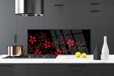 Keuken achterwand glas met print Bloemen plantaardige kunst