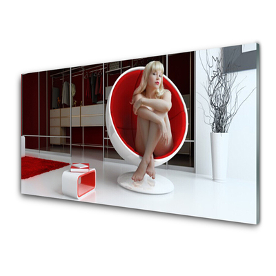 Keuken achterwand glas met print Kamer naakte vrouw