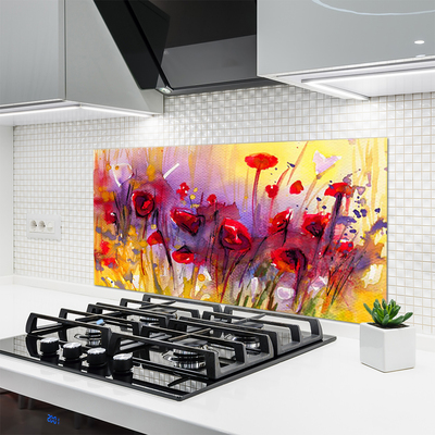 Keuken achterwand glas met print Bloemen plantaardige kunst