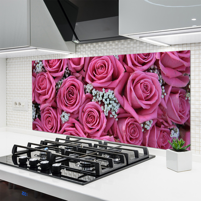 Keuken achterwand glas met print Rozen bloemen plant