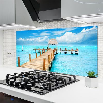 Keuken achterwand glas met print Brug zee architectuur