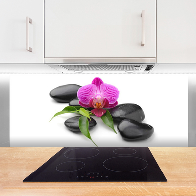 Keuken achterwand glas met print Bloem stenen kunst