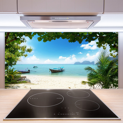 Keuken achterwand glas met print Zee boot landschap