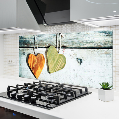 Keuken achterwand glas met print Hart hout kunst