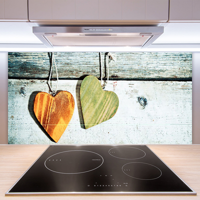 Keuken achterwand glas met print Hart hout kunst