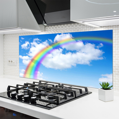 Keuken achterwand glas met print Regenboog hemel wolken aard