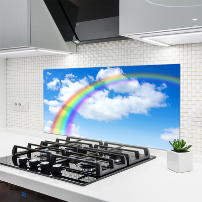 Keuken achterwand glas met print Regenboog hemel wolken aard