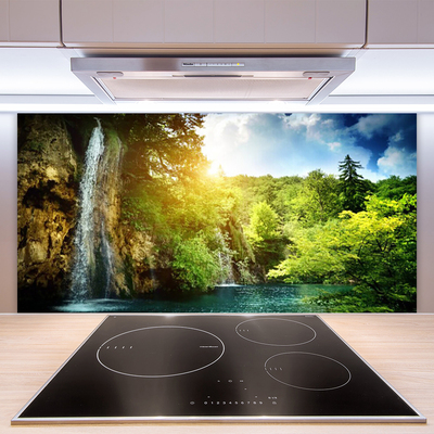 Keuken achterwand glas met print Waterval bomen landschap