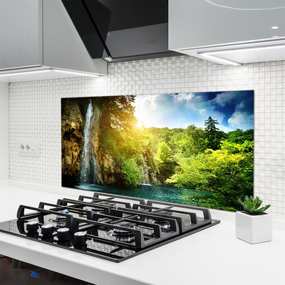 Keuken achterwand glas met print Waterval bomen landschap