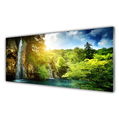 Keuken achterwand glas met print Waterval bomen landschap