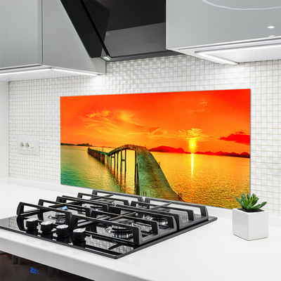 Keuken achterwand glas met print Brug zee architectuur