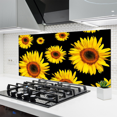 Keuken achterwand glas met print Zonnebloemen plant aard
