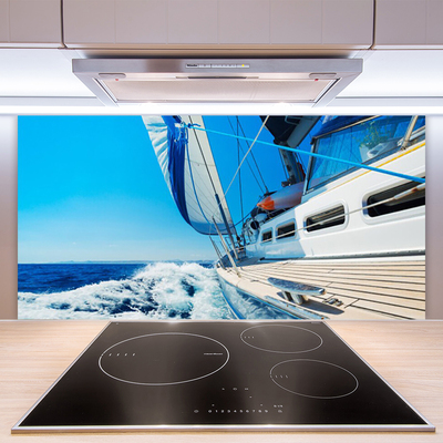 Keuken achterwand glas met print Boot zee landschap