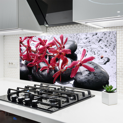 Keuken achterwand glas met print Bloem stenen kunst