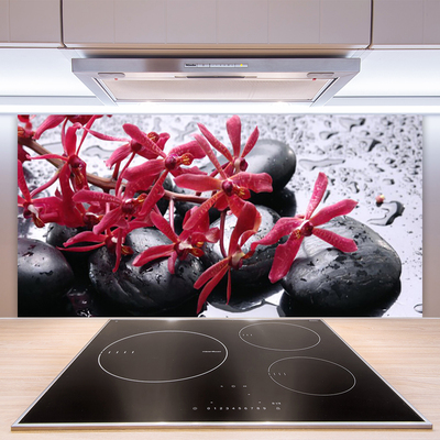 Keuken achterwand glas met print Bloem stenen kunst