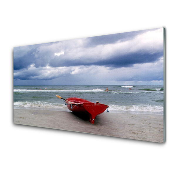 Keuken achterwand glas met print Boot strand zee landschap