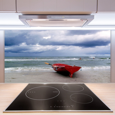 Keuken achterwand glas met print Boot strand zee landschap