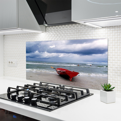 Keuken achterwand glas met print Boot strand zee landschap