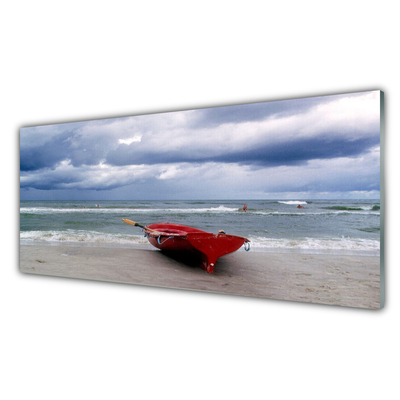 Keuken achterwand glas met print Boot strand zee landschap