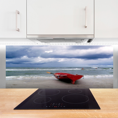 Keuken achterwand glas met print Boot strand zee landschap