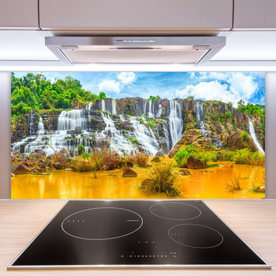 Keuken achterwand glas met print Waterval bomen natuur