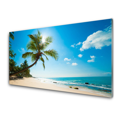 Keuken achterwand glas met print Palmboom strandlandschap