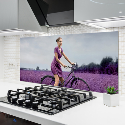 Keuken achterwand glas met print Man fiets weide man