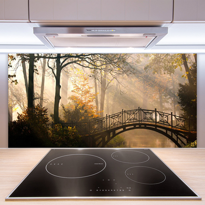 Keuken achterwand glas met print Bosbrug architectuur