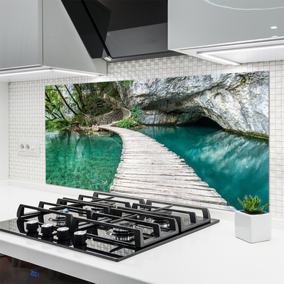 Keuken achterwand glas met print Brug meer architectuur