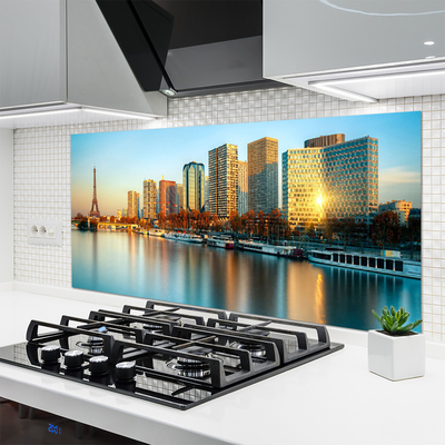 Spatscherm keuken glas City sea houses paris